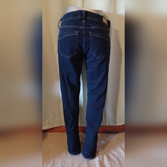 🍒 Express Stretch Skinny Mid Rise Dark Wash Jeans - Picture 1 of 7